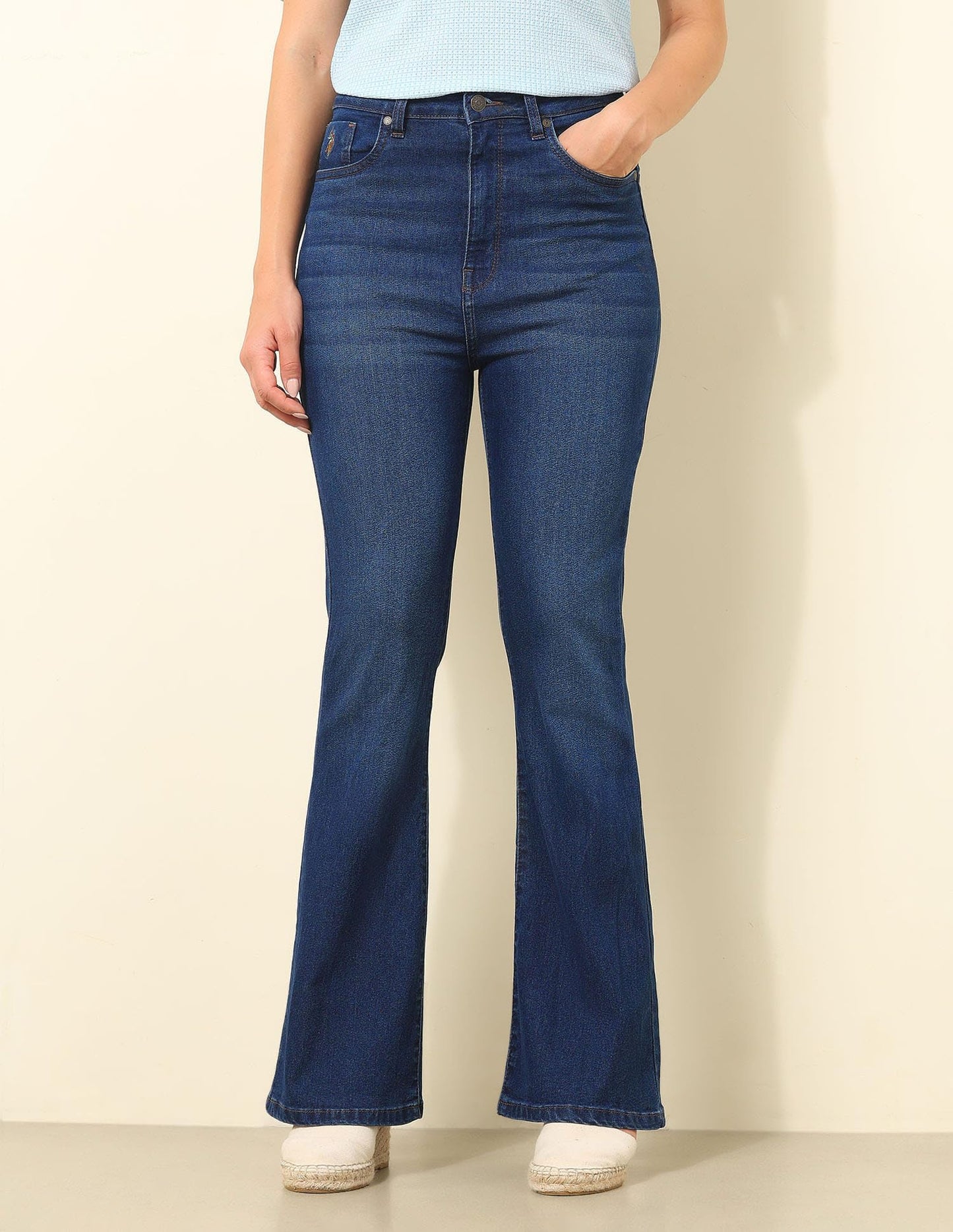 U.S. Polo ASSN. Ultra-High Rise Flared Fit Jeans (UWSS25JEN328_Blue_36)