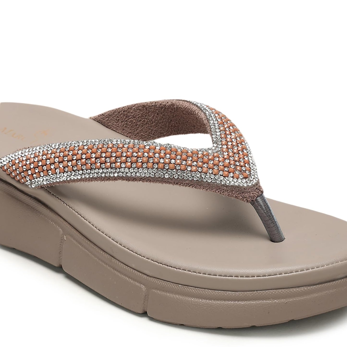 Marc Loire Women Flatform Heel Slip-On Fashion Sandals for Ethnic, Party & Modern Wear (Cheeku, UK Footwear Size System, Adult, Women, Numeric, Medium, 8)