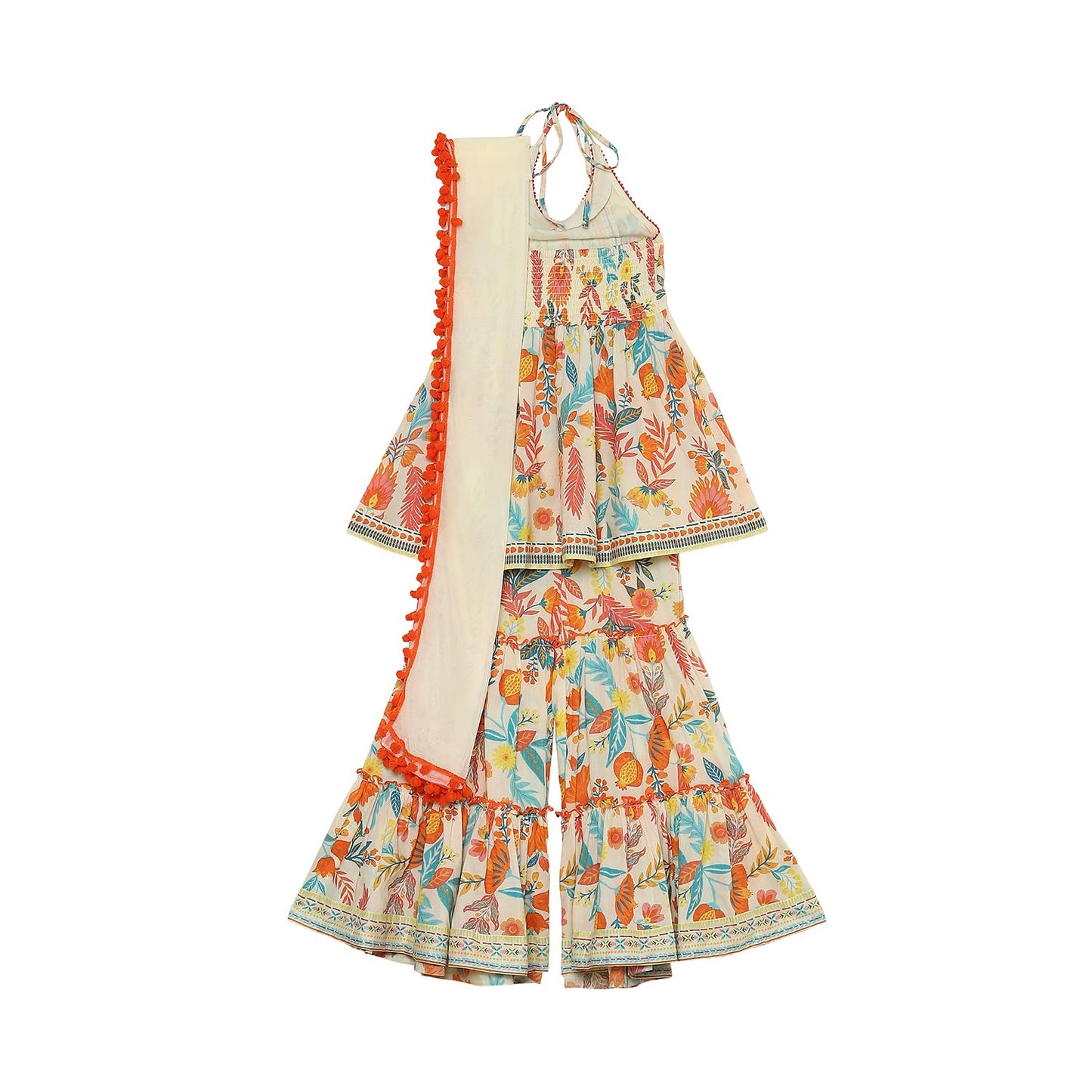 Biba Girl's Cotton Kurta, Bottom, Dupatta (KWSMCR6252SS25MLTI_Multicolor