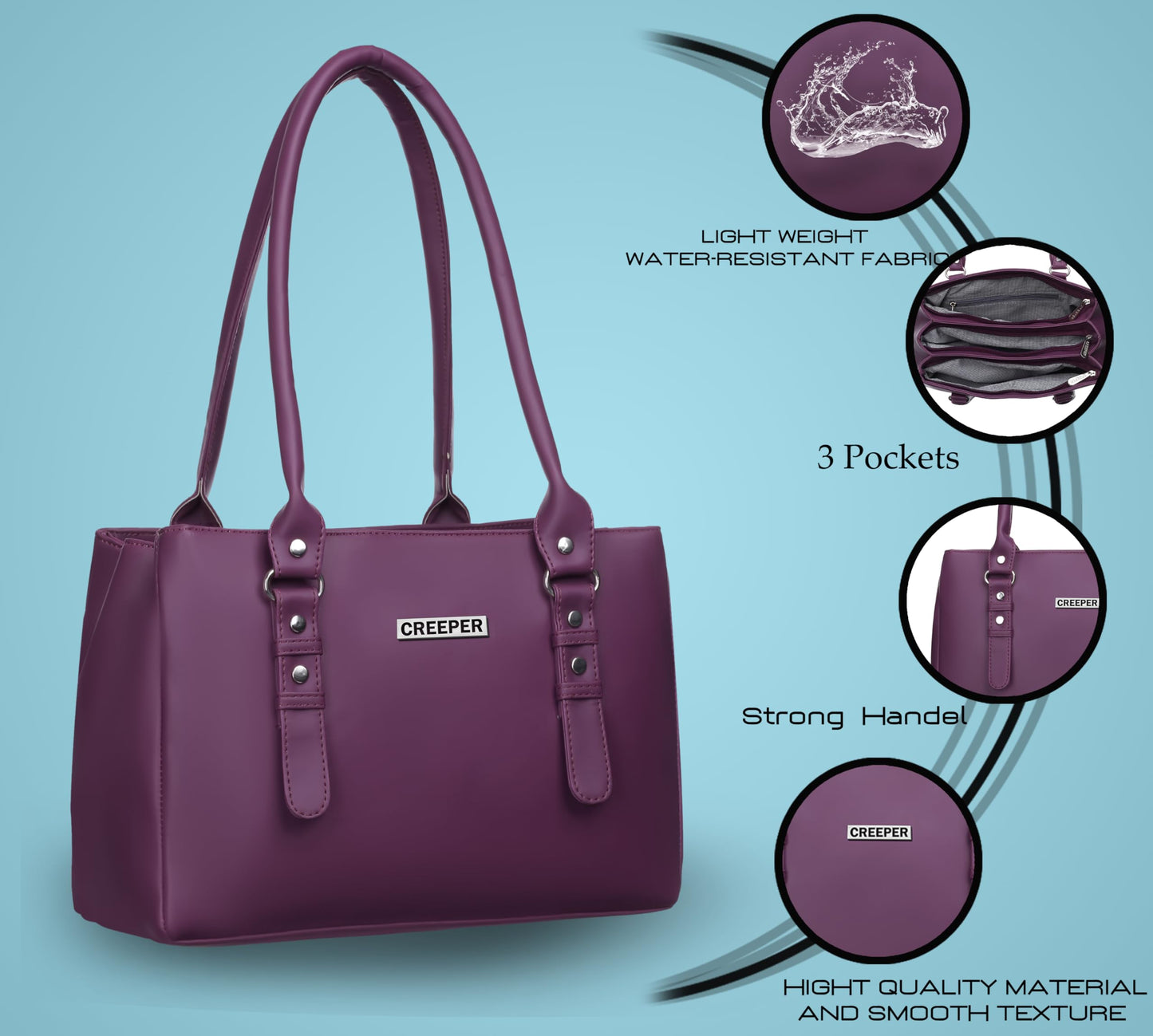 creeper Women's/Girls Leather Large Capacity Shoulder Bags (Dark Purple)