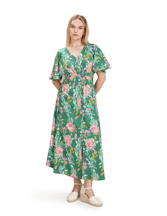 U.S. POLO ASSN. Women's Floral Print Fit and Flare Dress (UWSS23DRS043_Green_M)