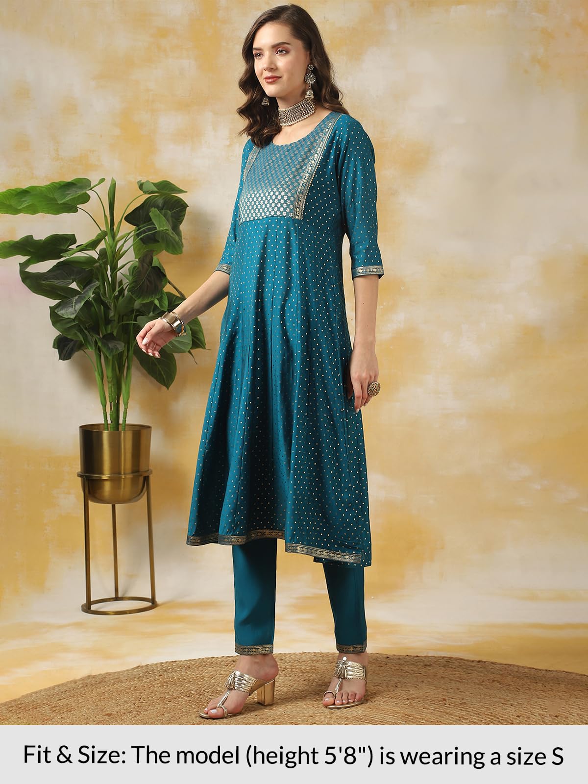 rangita Blue Silk Printed Anarkali Kurta with Pant | Kurta Set for Women_2XL