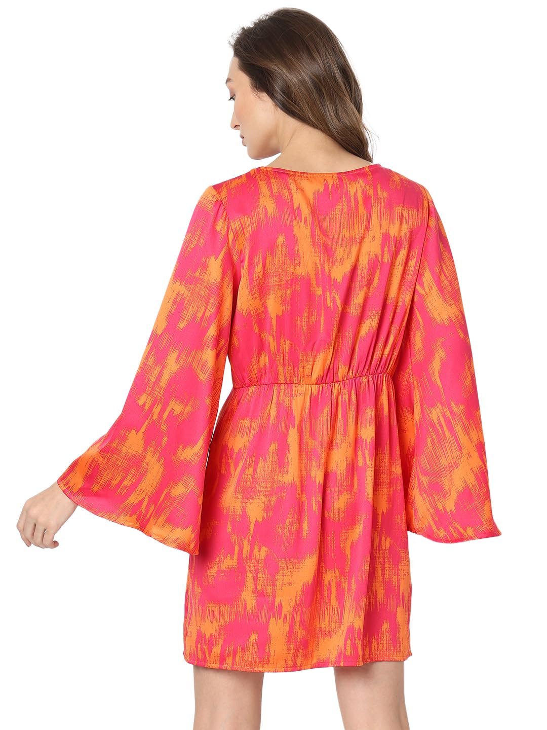 Vero Moda Women's Polyester Shift Above The Knee Dress (10319889-Pink Peacock_Pink