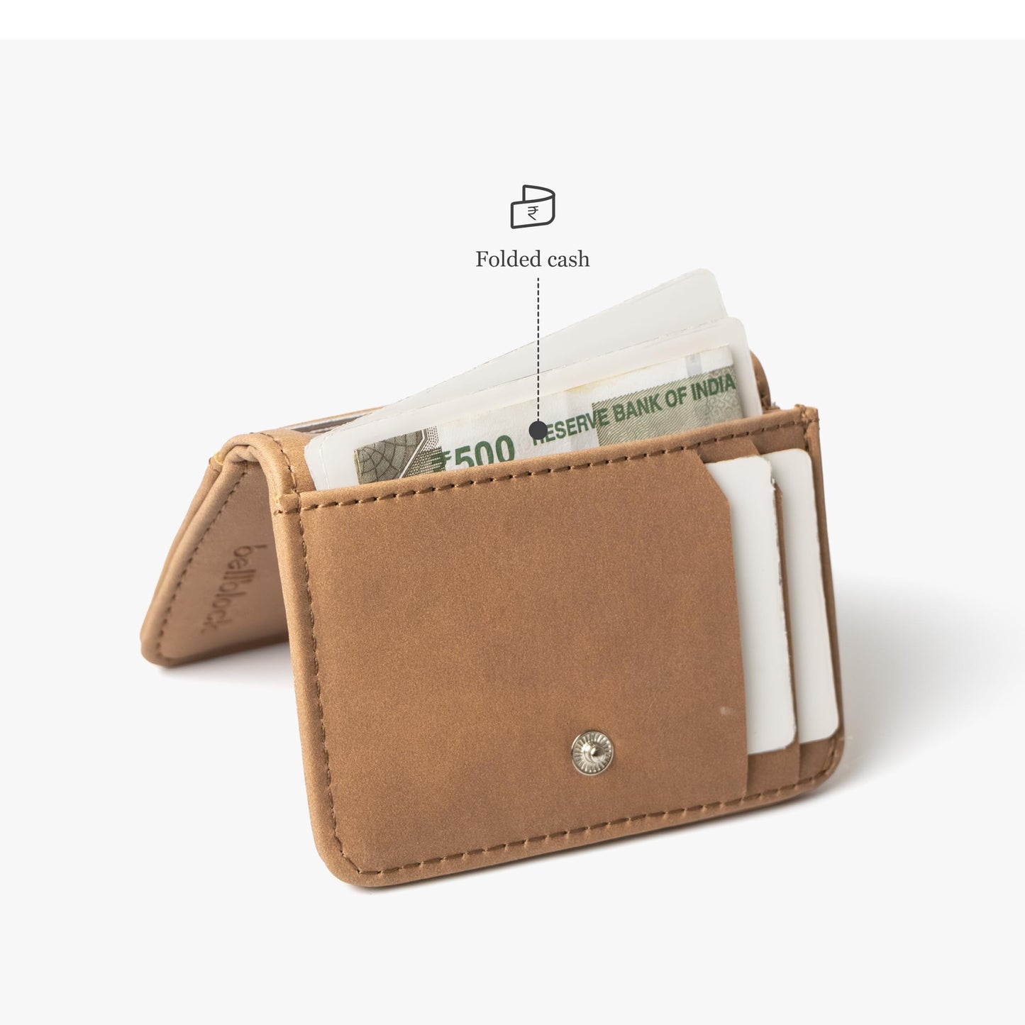 Bellblock Minimal Card Holder for Men/Women | Slim Handcrafted Mens Card Wallet | Upto 7 Cards & Folded Cash | Vegan Leather | Tangerine (Pack of 1)