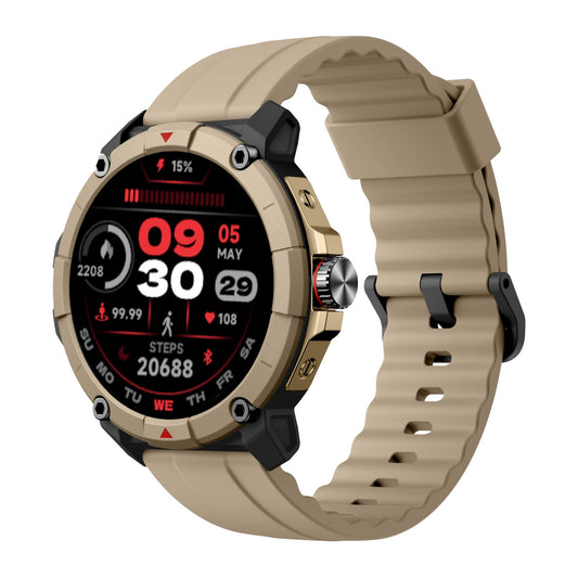 Smart Goat Latest Rugged & Sporty Smart Watch with Alexa, Bluetooth Calling,1.38" HD Display, Touch Screen, 100+ Sports Modes, Waterproof, SpO2, Sleep Monitor, Fitness Tracker,(Golden Ecru)