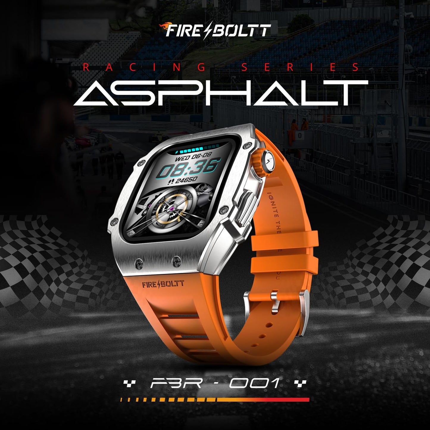 (Refurbished) Fire-Boltt Asphalt Newly Launched Racing Edition Smart Watch 1.91” Full Touch Screen, Bluetooth Calling, Health Suite, 123 Sports Modes, 400 mAh Battery (Orange)