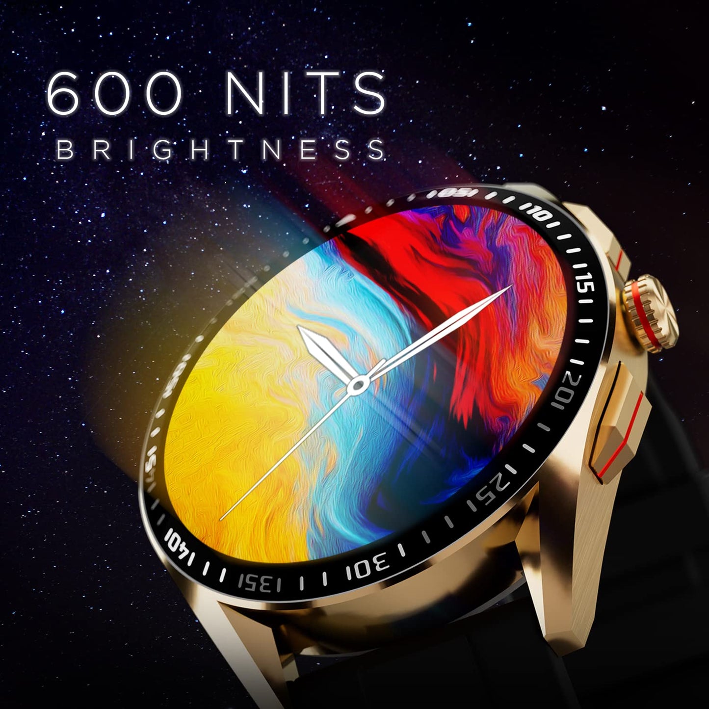 Fire-Boltt Invincible Plus 1.43" AMOLED Display Smartwatch with Bluetooth Calling, TWS Connection, 300+ Sports Modes, 110 in-Built Watch Faces, 4GB Storage & AI Voice Assistant (Gold Black)