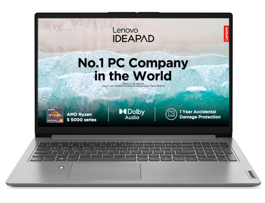Lenovo IdeaPad Slim 1, AMD Ryzen 5 5500U, 16GB RAM, 512GB SSD, HD, 15.6", Windows 11 Home, MS Office 21, Cloud Grey, 1.61Kg, 82R400ERIN, Integrated AMD Graphics, 1Yr ADP Free, Thin and Light Laptop