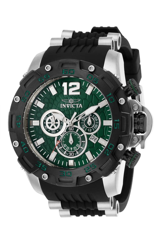 Invicta Silicone Pro Diver Chronograph Green Dial Analog Watch for Men - 26405, Multi-Color Band