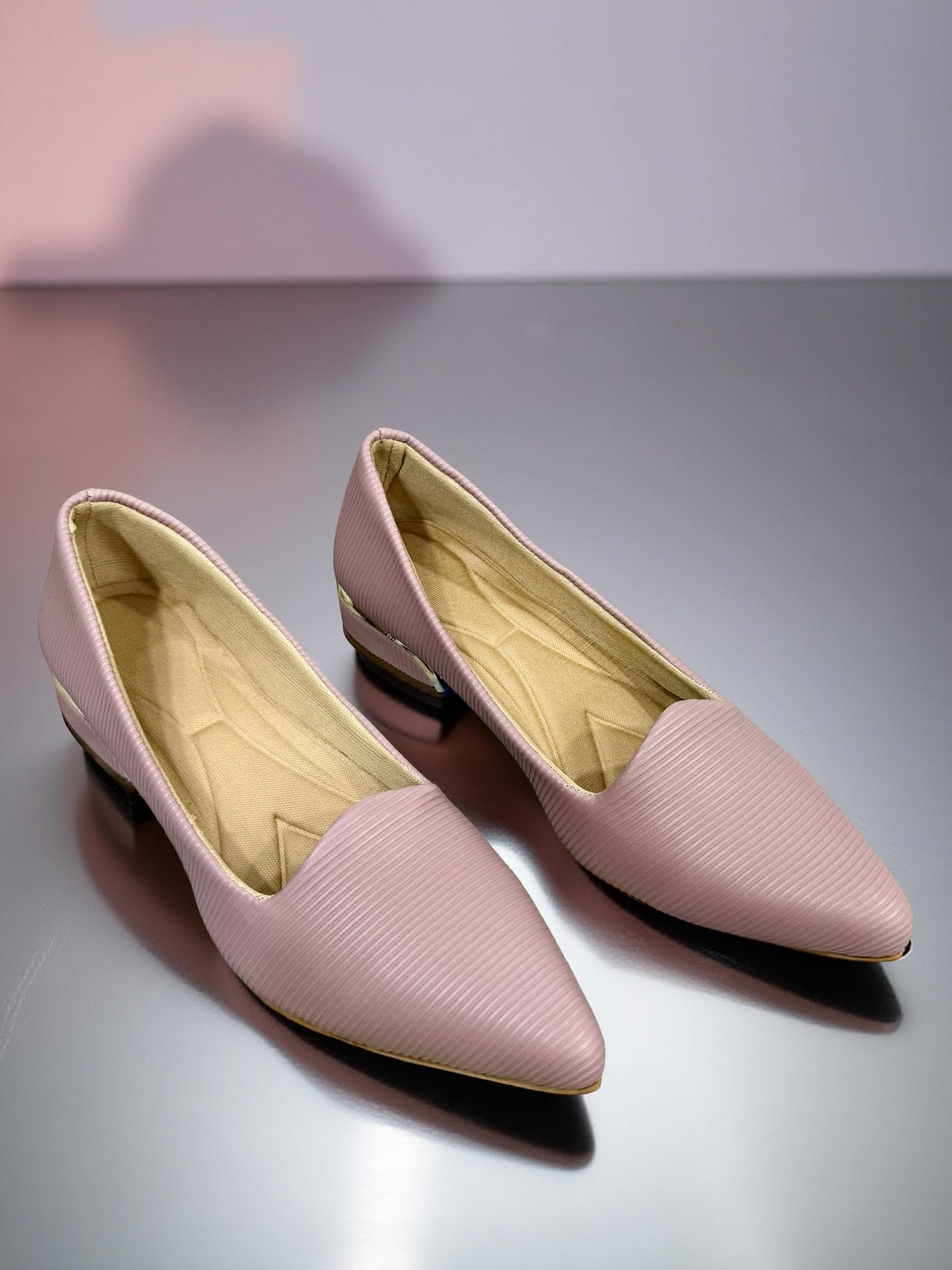 RJ FOOTWEAR Women's Pointed Toe Belly with Golden Block Heel | Party & Office Wear Slip-On Shoes