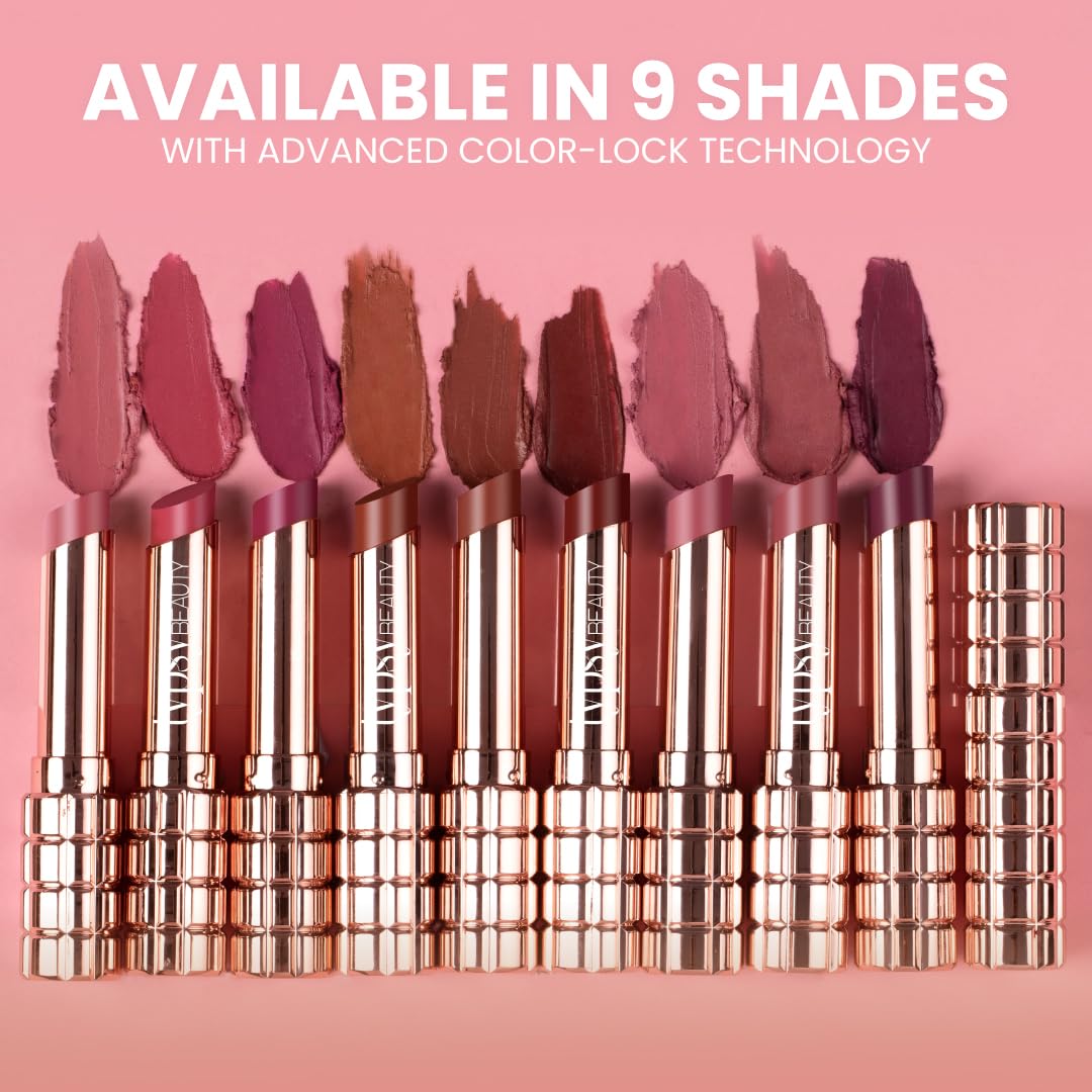 Typsy Beauty Cocoa Peptide Velvet Matte Lipstick | 8hr Wear, Soft Blur Finish, Lightweight Texture, Hydrating Nude Lipstick| Mocha Mauve Light 07 | Cocoa Peptides | Vegan & Paraben-Free 3.5g