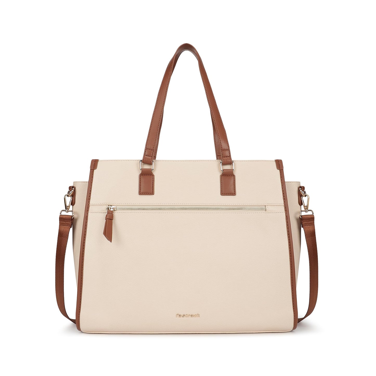Fastrack PowerCarry Laptop Tote | Faux-Leather Laptop Tote for Women | Dual Compartments, 15'' Padded Laptop Sleeve, Adjustable Webbing Strap, Trolley Loop & External Quick-Access Pocket