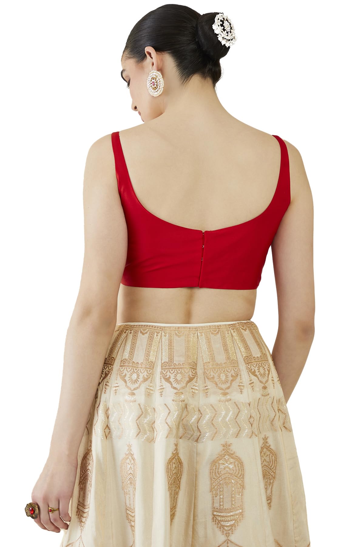 Soch Women's Taffeta Sleeveless Regular Fit Blouse (BLHSSLD00512C_Red XL)