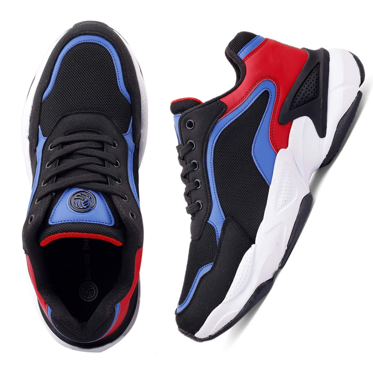 Bacca Bucci ® Men's Impact Running Shoes with Natural Rubber & Eva Sole and Breathable Upper for Cross Training, Heavy Weight Lifting - Black, Blue, UK7