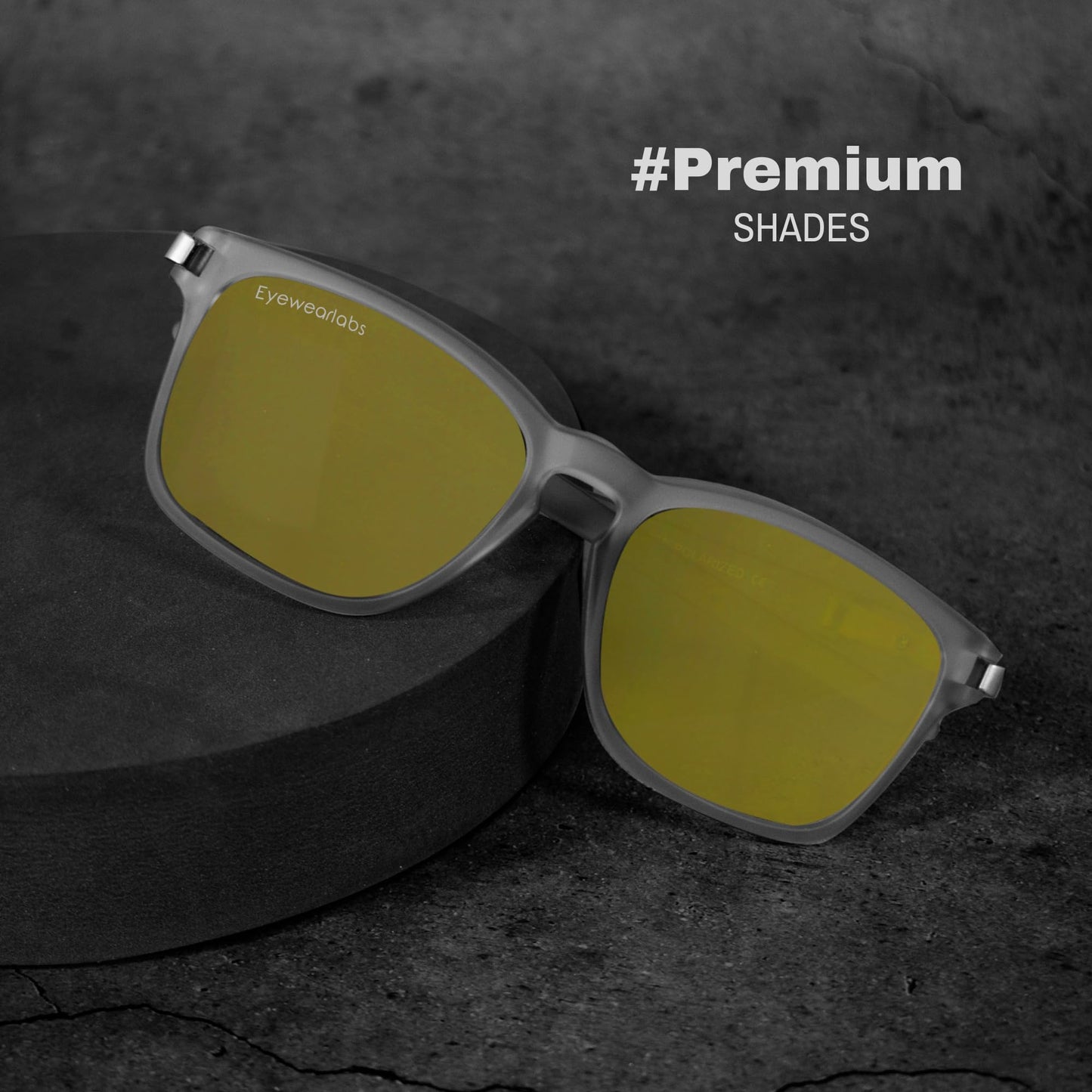 OKNO Eyewearlabs Sunglasses For Men & Women | Polarized Night Driving Yellow Full Rim Square Branded Stylish Spectacles | 100% UV Protection Shades | Cricket Sports Cycling Driving | Medium | Cypher