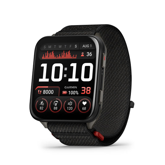 Garmin® Venu® X1, Thin and Lightweight GPS Smartwatch, AMOLED Display, Advanced Health and Fitness Features, Black with Slate Titanium Caseback and Black ComfortFit Nylon Band