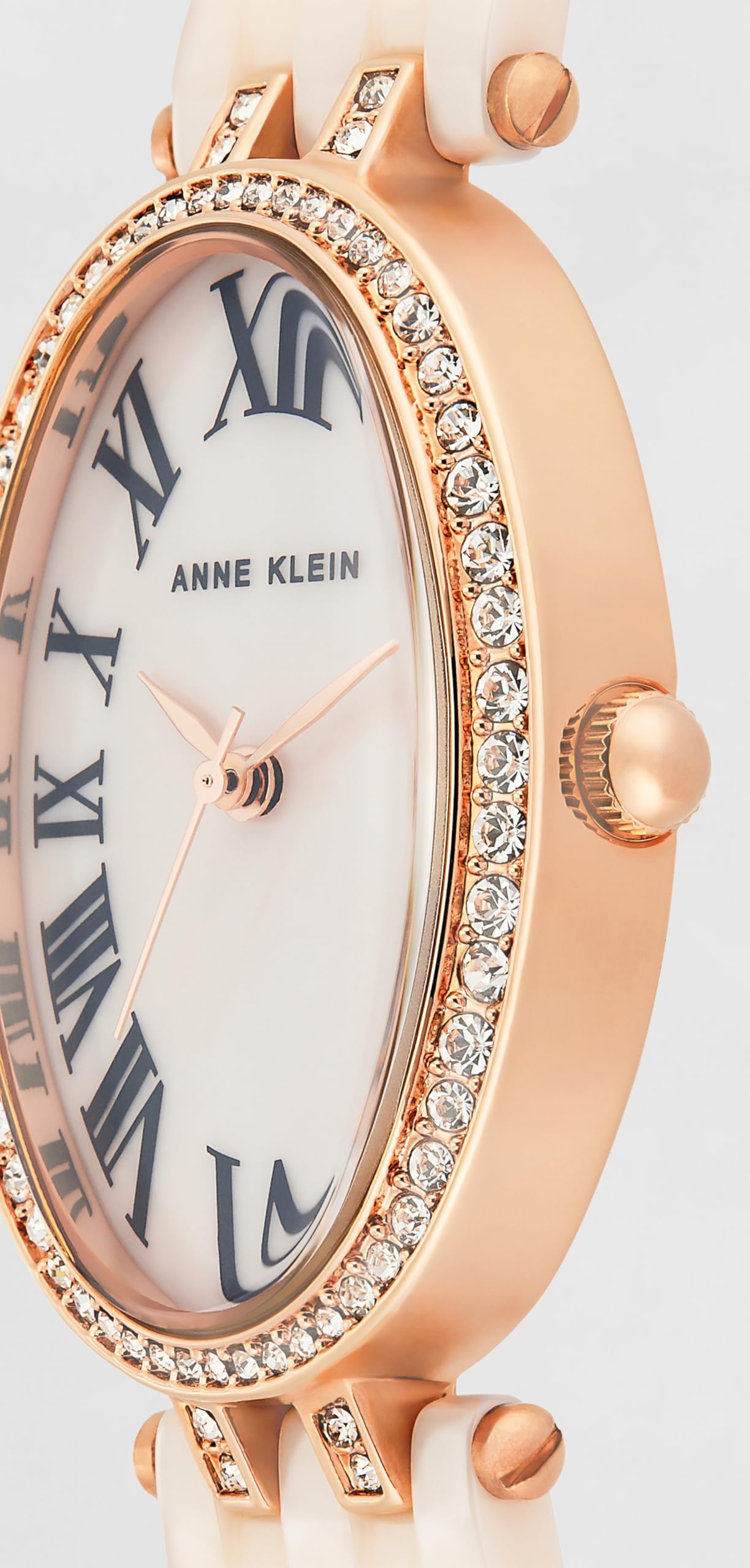 Anne Klein Quartz Analog Pink Dial Rose Gold with Pink Ceramic Strap Watch for Women
