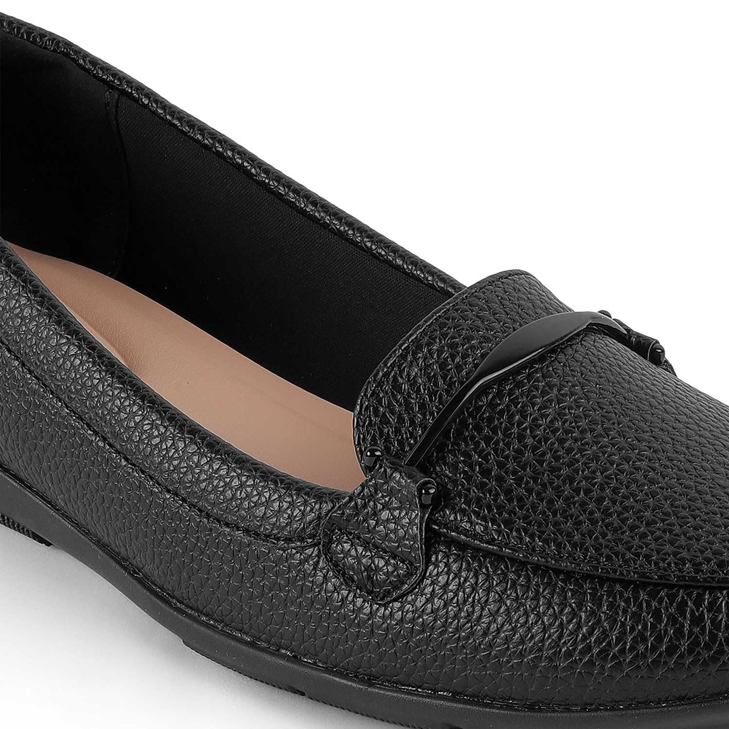 tresmode RUJER Women's Loafers Shoes Black, 3 UK / 36 EU - Round Toe Ladies Comfortable Soft Casual Footwear - Closed Back Vegan Friendly Durable