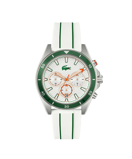 Lacoste Mainsail Qtz Fashion Chrono White Round Dial Men's Watch|White Silicone Material|Multi Color Band - 2011362
