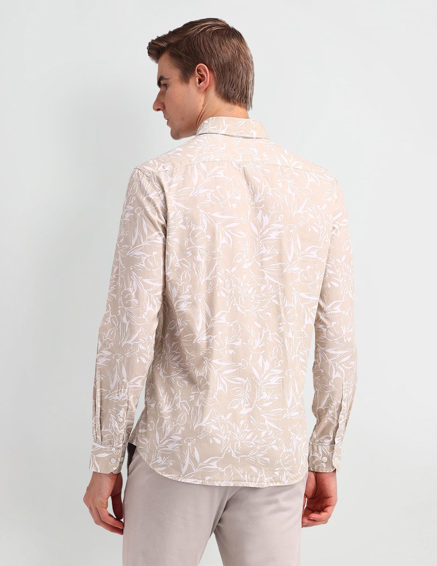 Arrow Men's Printed Full Sleeve Slim Fit Point Collar Cotton Casual Shirt