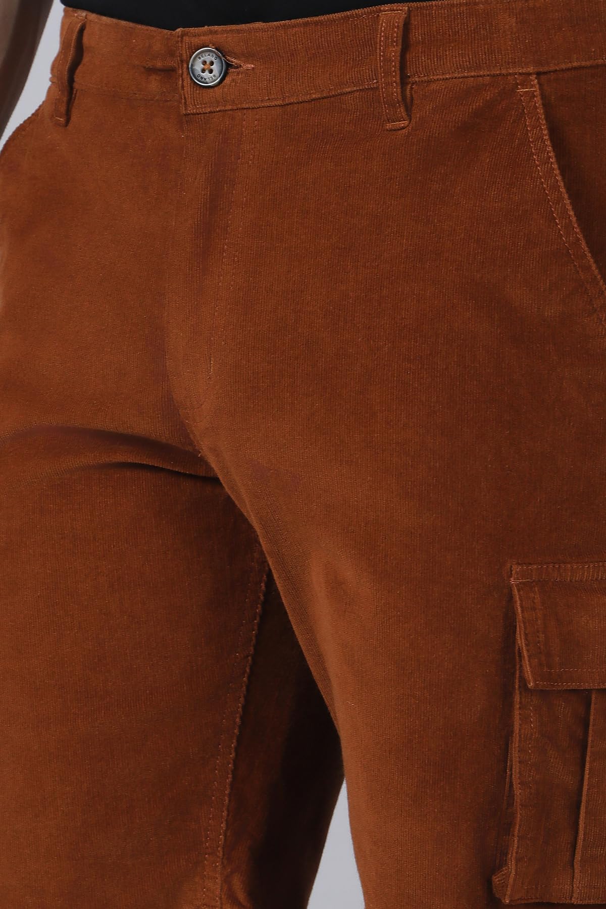 BELANO Men's Rust Colour Corduroy Regular Fit Cargo Shorts (in, Numeric, 32, Regular, Rust)