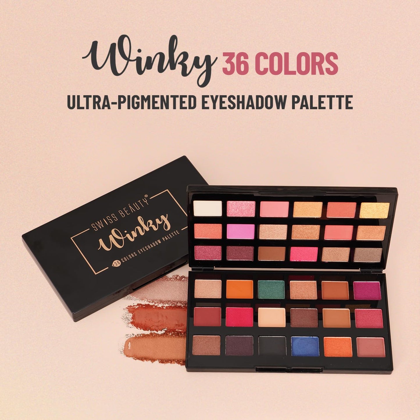 Swiss Beauty Winky 36 Color Eyeshadow Palette | Long-lasting | 36 Highly Pigmented Shades | Multicolor-01, 60gm