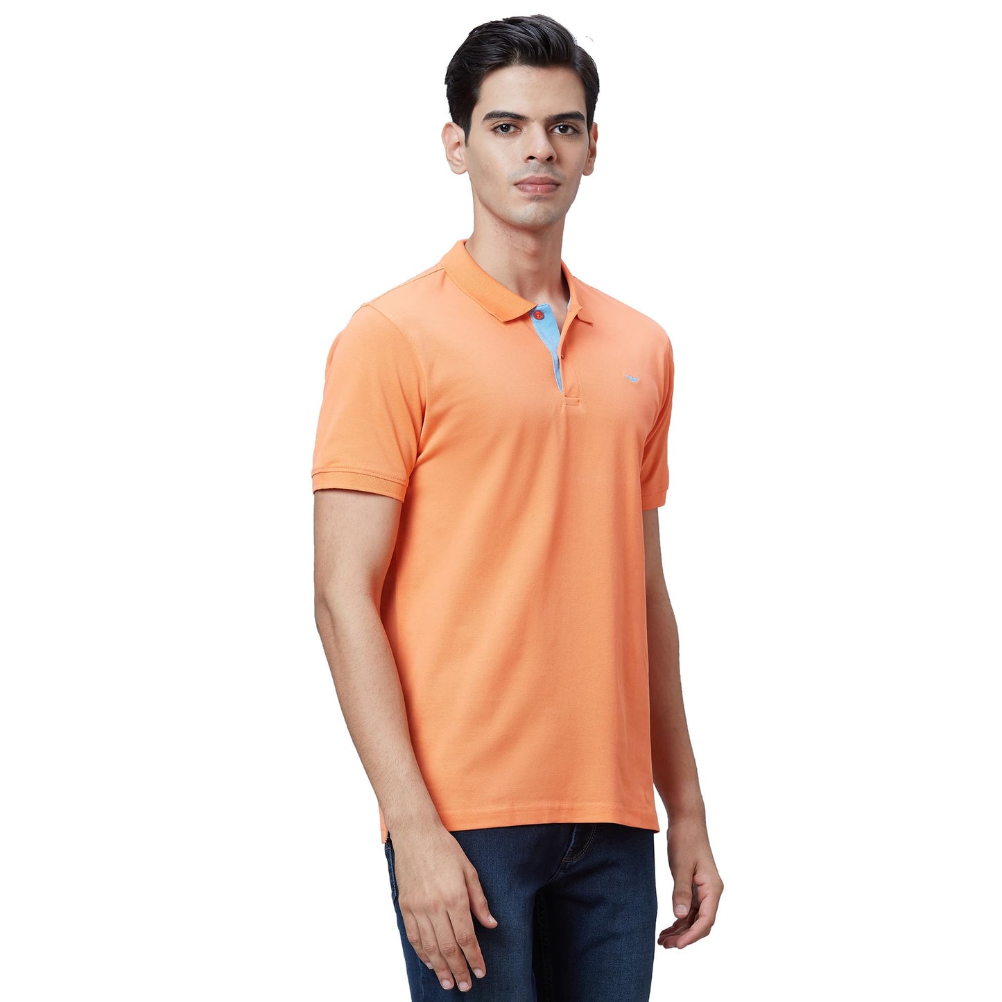 Park Avenue Men's Slim Fit Pure Cotton Half Sleeve Polo Neck Print Pattern Red Casual T-Shirt (Size: 44)-PCKB01140-R3