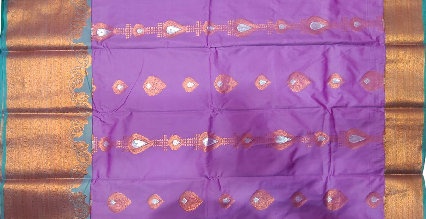 VFCollections Women's Kanchipuram Silk Pure Pattu Sarees With Blouse (VFC554-6)
