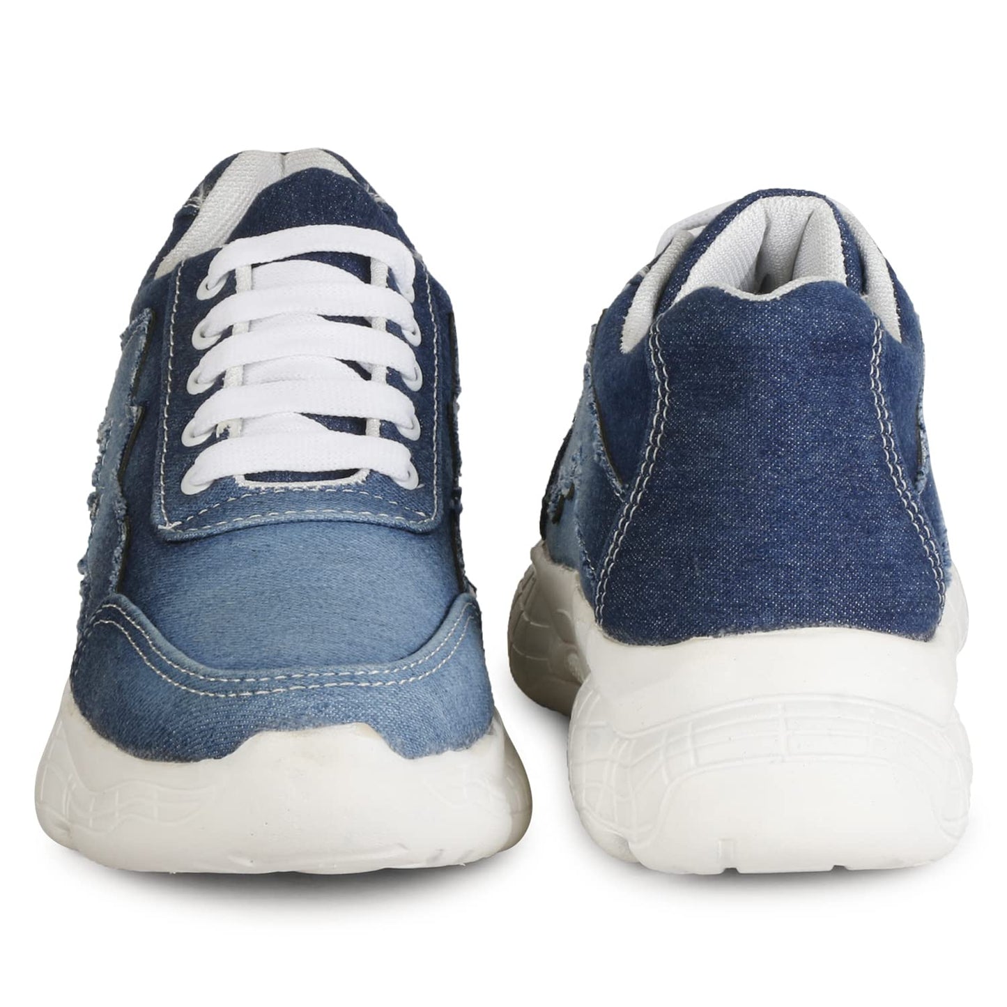 KRAFTER Girls Casual Chunky Walking Shoes for Women Dark-Blue-Dark-Blue-9021-36