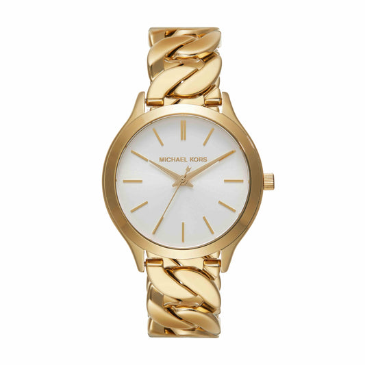 Michael Kors Stainless Steel Analog White Dial Women Watch-Mk7472, Gold Band