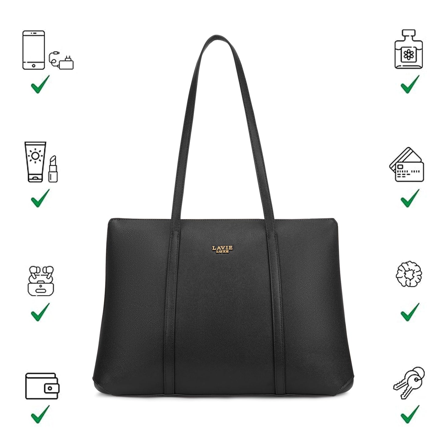 Lavie Luxe Women's Relax 3 Compartment Large Tote Bag | Tote Bag for Work | Ladies purse | Stylish Shoulder Bag | Gift for Women