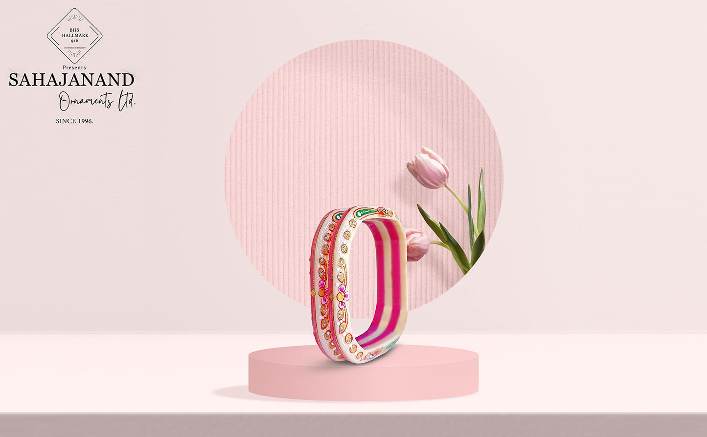 Sahajanand Ornaments Ltd Sahajanand Ornaments Chudi | Bangles | Thanksgiving | Gift for Loved-one | Set of 2 | All Occasions | Dailywear Shining Warrantee (20 K Gold with Certificate (Red, 2.6)