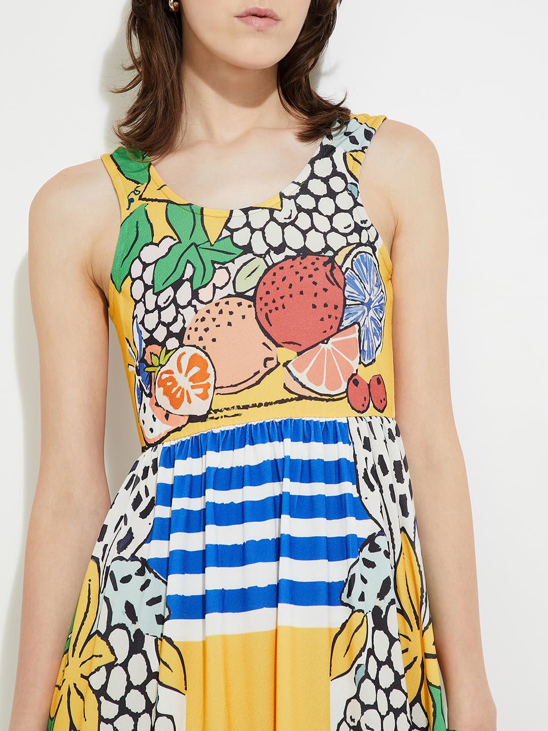 Max URB_N Women Printed Fit & Flare Dress (Yellow_L)