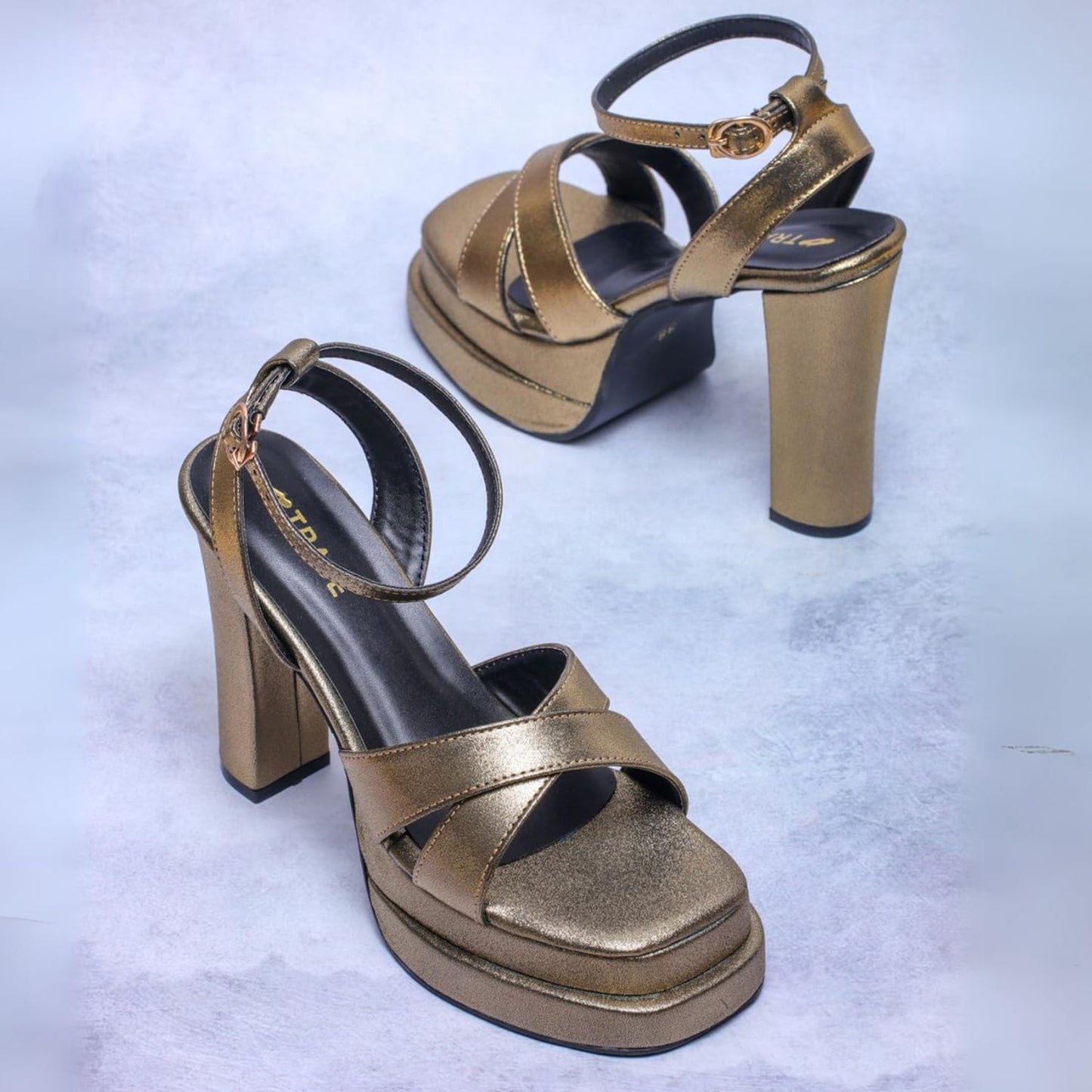 TRASE Women High Heels Sandals with Adjustable Buckle & Ankle Strap (Copper, 5 UK)