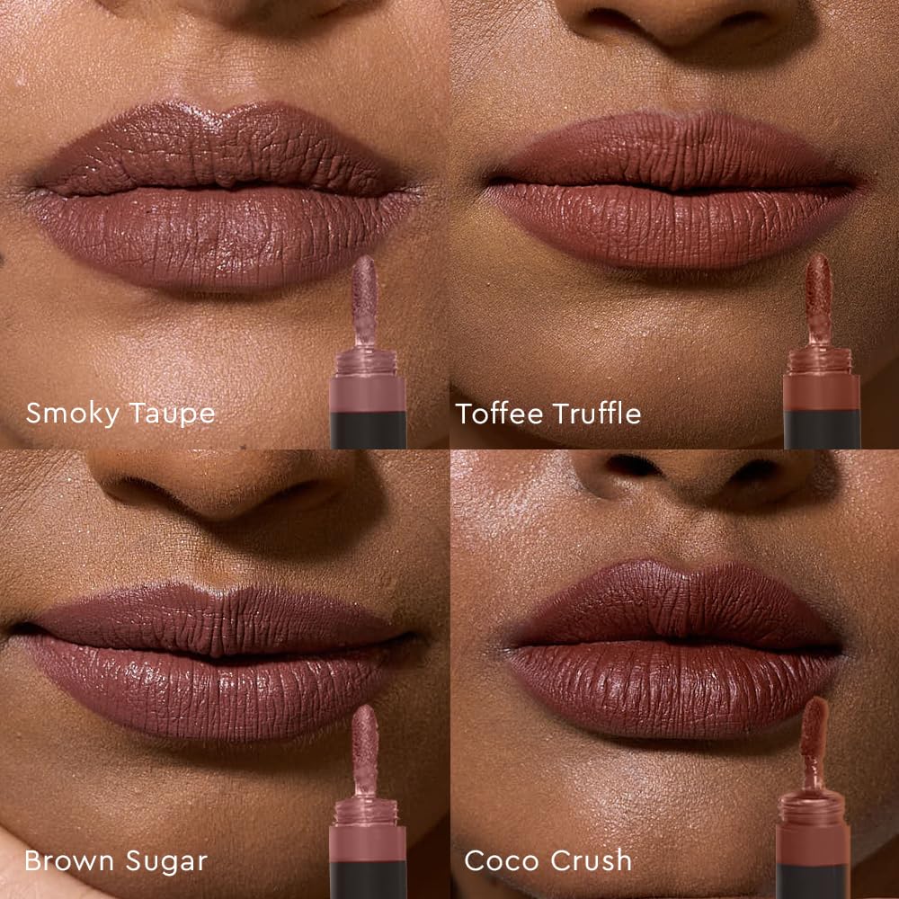 Kiro Four Play Non-Stop Airy Matte Liquid Lip Stack – Apex Brown, 6ml | 4 Brown Lipstick Shades | Long-lasting, Transfer-proof, Hydrating, Lightweight | Infused with Avocado & Apricot Oils