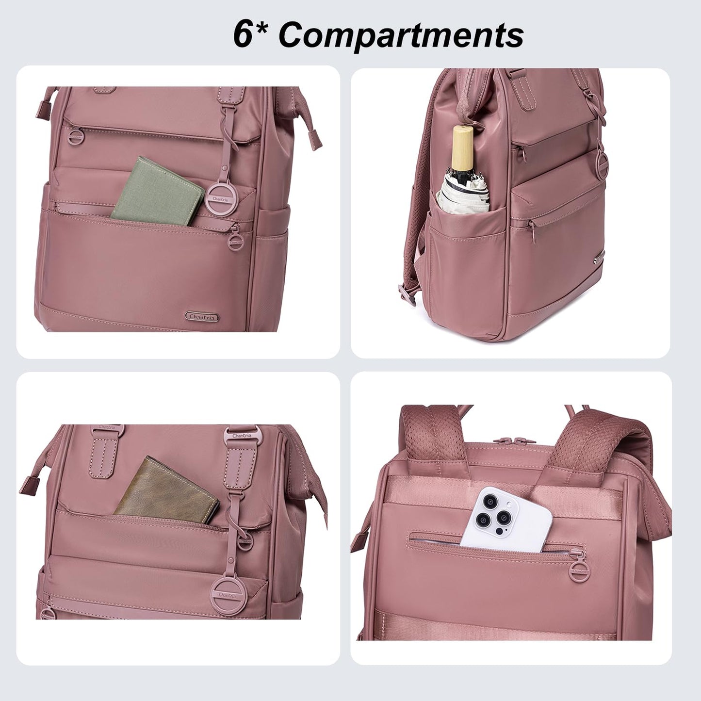 Chantria Laptop Backpack for Women 15.6-inch Work Office Backpack 13L Capacity Laptop Bag College Bookbag Water-resistant Casual Backpack for Travel (Khaki)