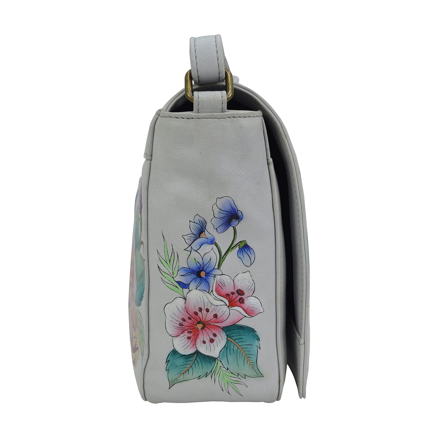 Anuschka Women’s Hand-Painted Genuine Leather Flap Crossbody - Floral Charm