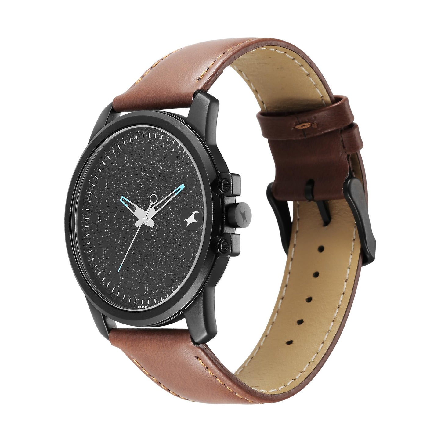 Fastrack Pulse II Quartz Analog Black Dial Leather Strap Watch for Men_3314NL01F