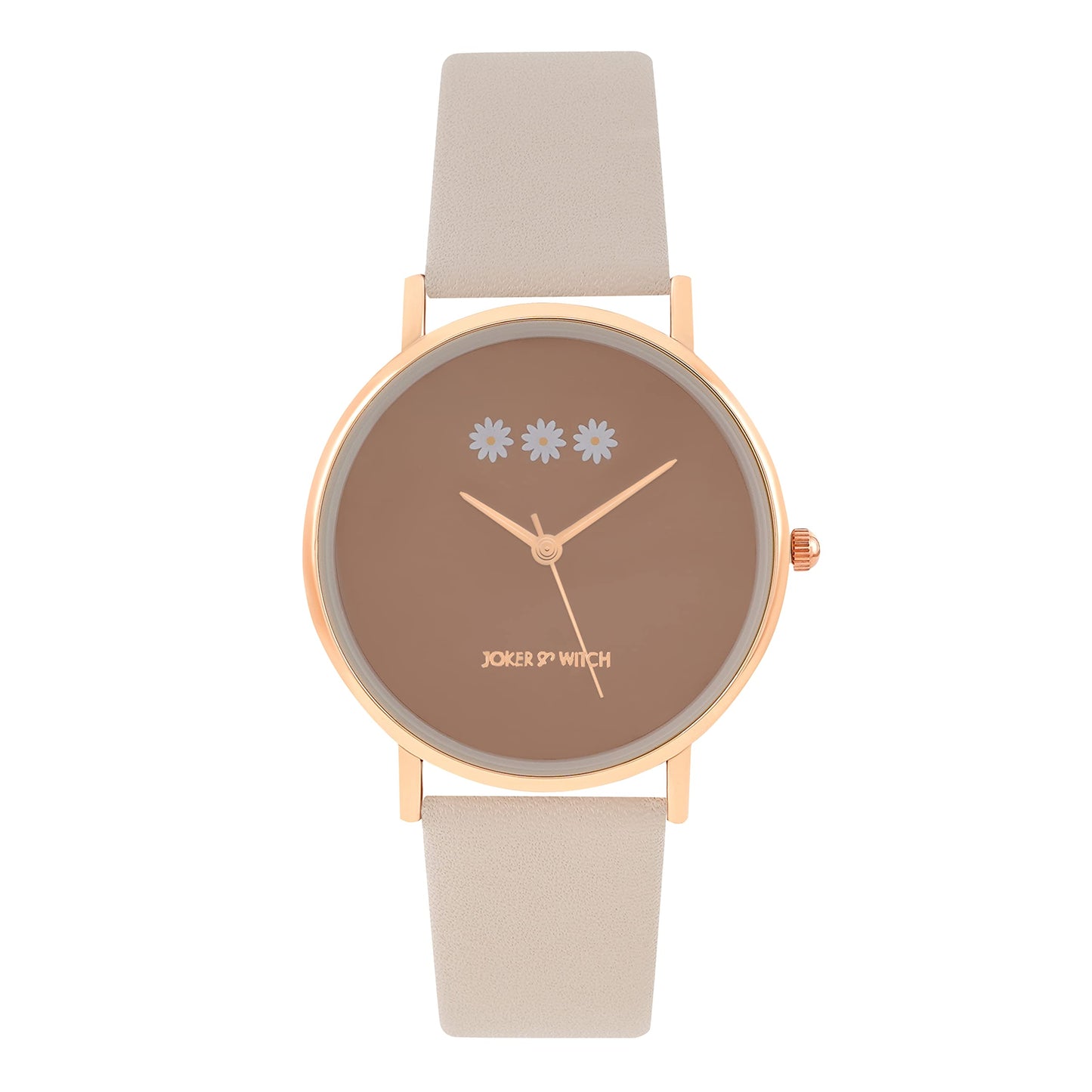 Joker & Witch Women Analogue Musky 36mm Brown Dial 18mm Faux Leather Strap Watch