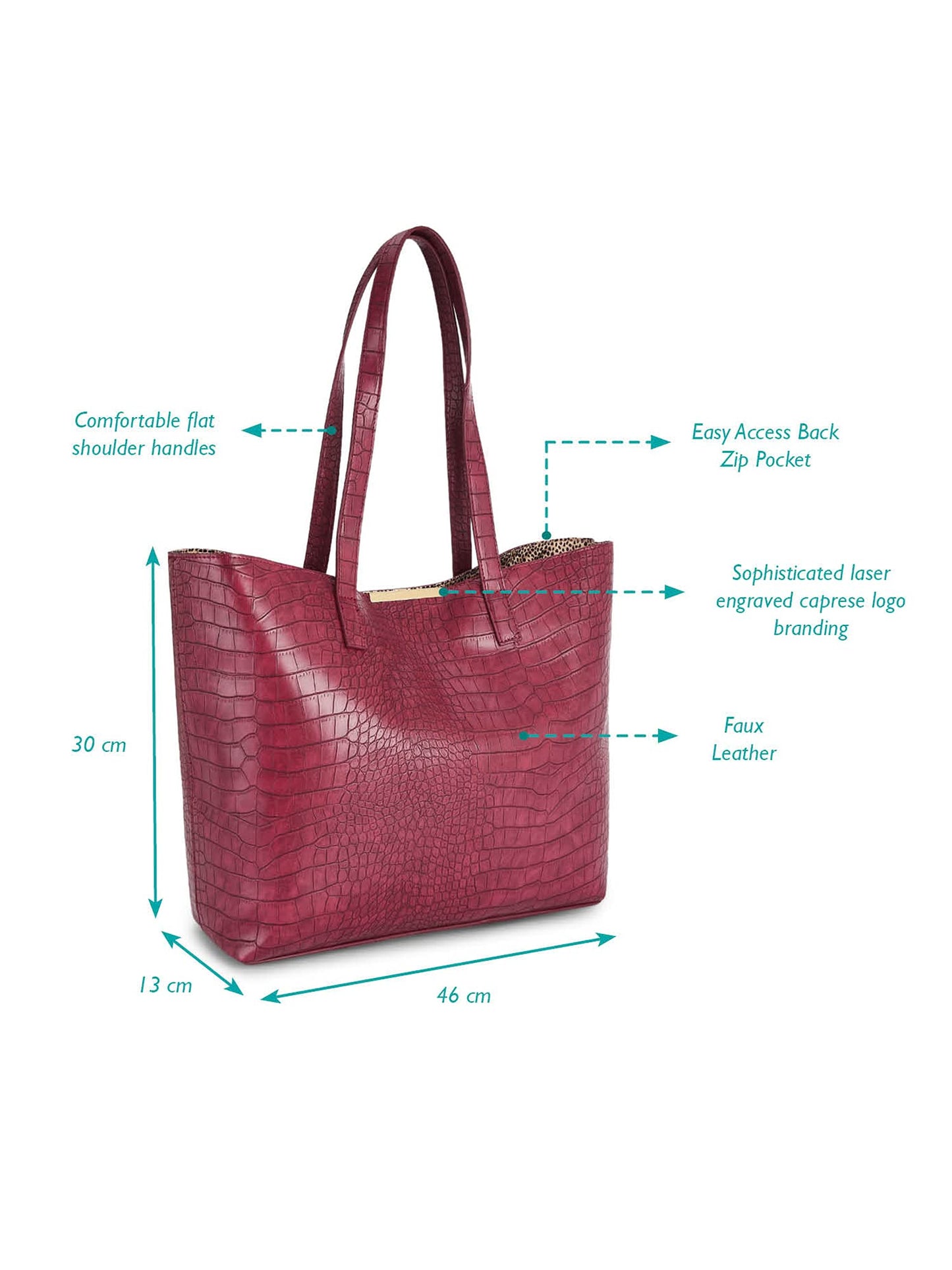 Caprese womens OPRAH T Large MAROON Tote Bag