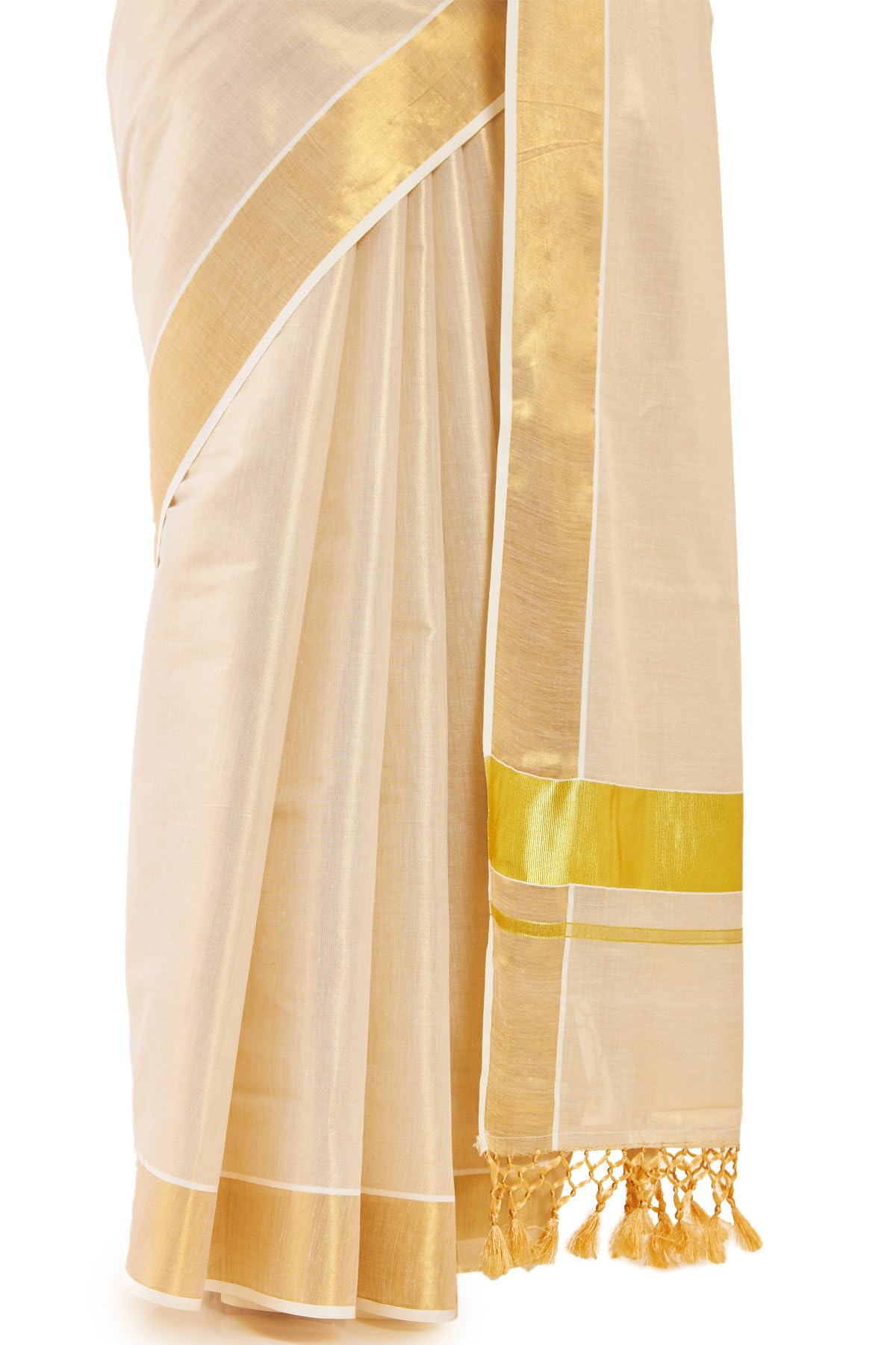 Soch Women Gold Tissue Kasavu Saree With Zari Pallu And Borders