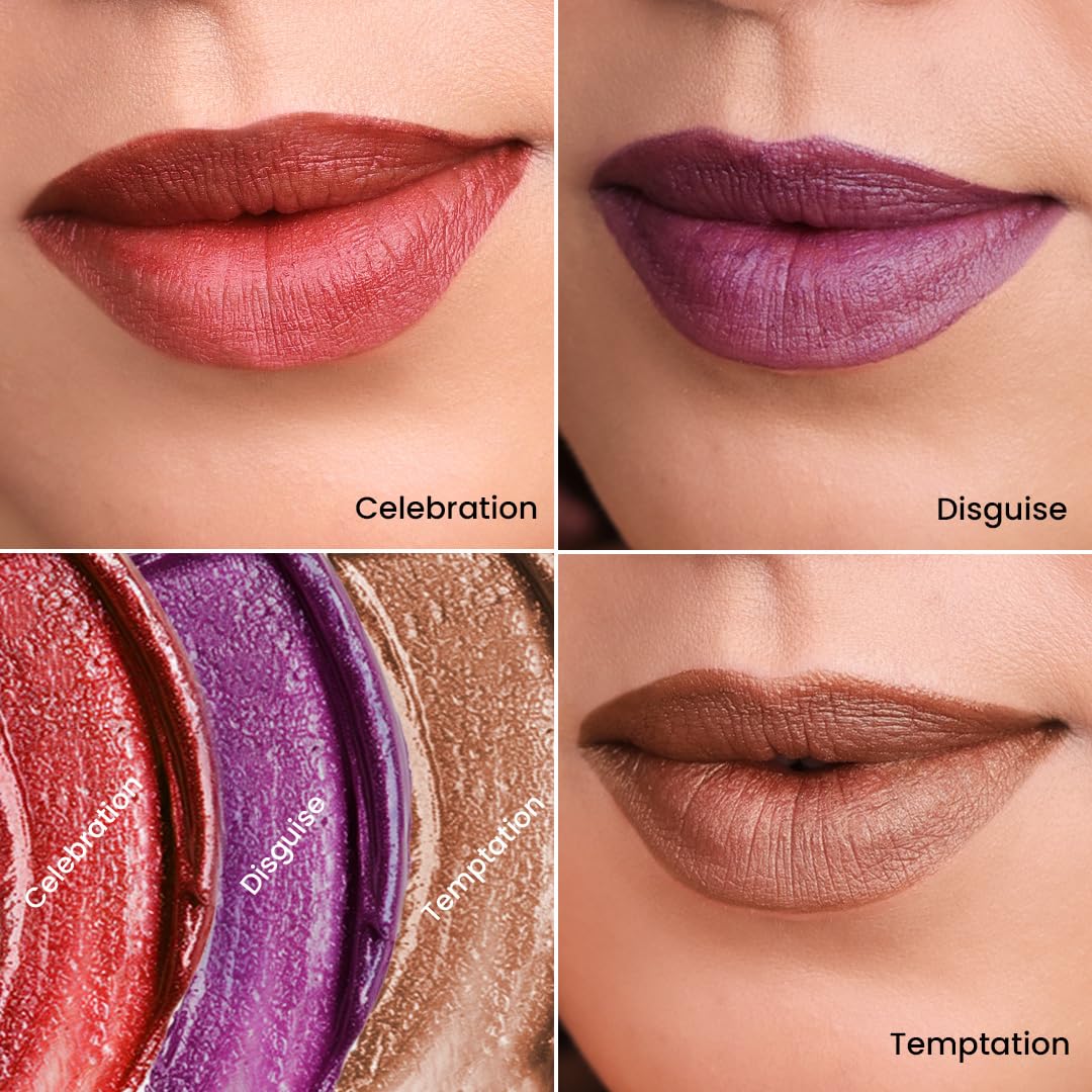 LAMIOR Sweet Nostalgia Whipped Velvet Liquid Lipstick: Matte, Transfer-Proof, 12+ Hour Wear | Hydrating, Blurring Full Coverage, Lightweight | Enriched with Avocado & Jojoba Oil | Vegan | 15 ml (Pack of 3)