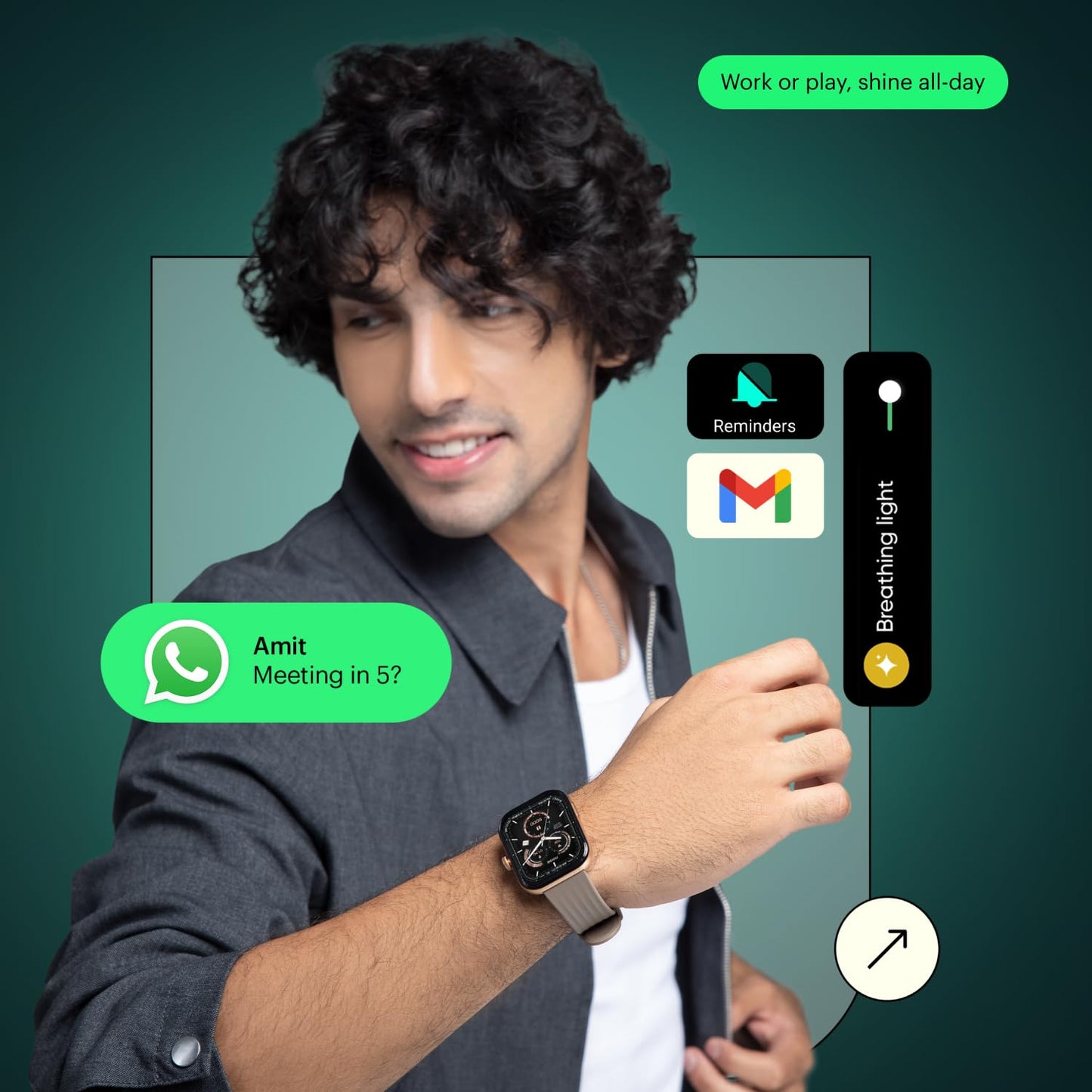 Noise Ultra 3 Luminary Smart Watch with India's 1st Ever Personalised Notification Alerts (Lumilert),1.96" AMOLED, Premium Metallic Dial,Send Upto 5 Emojis (Lumiping), Health Suite (Forest Green)