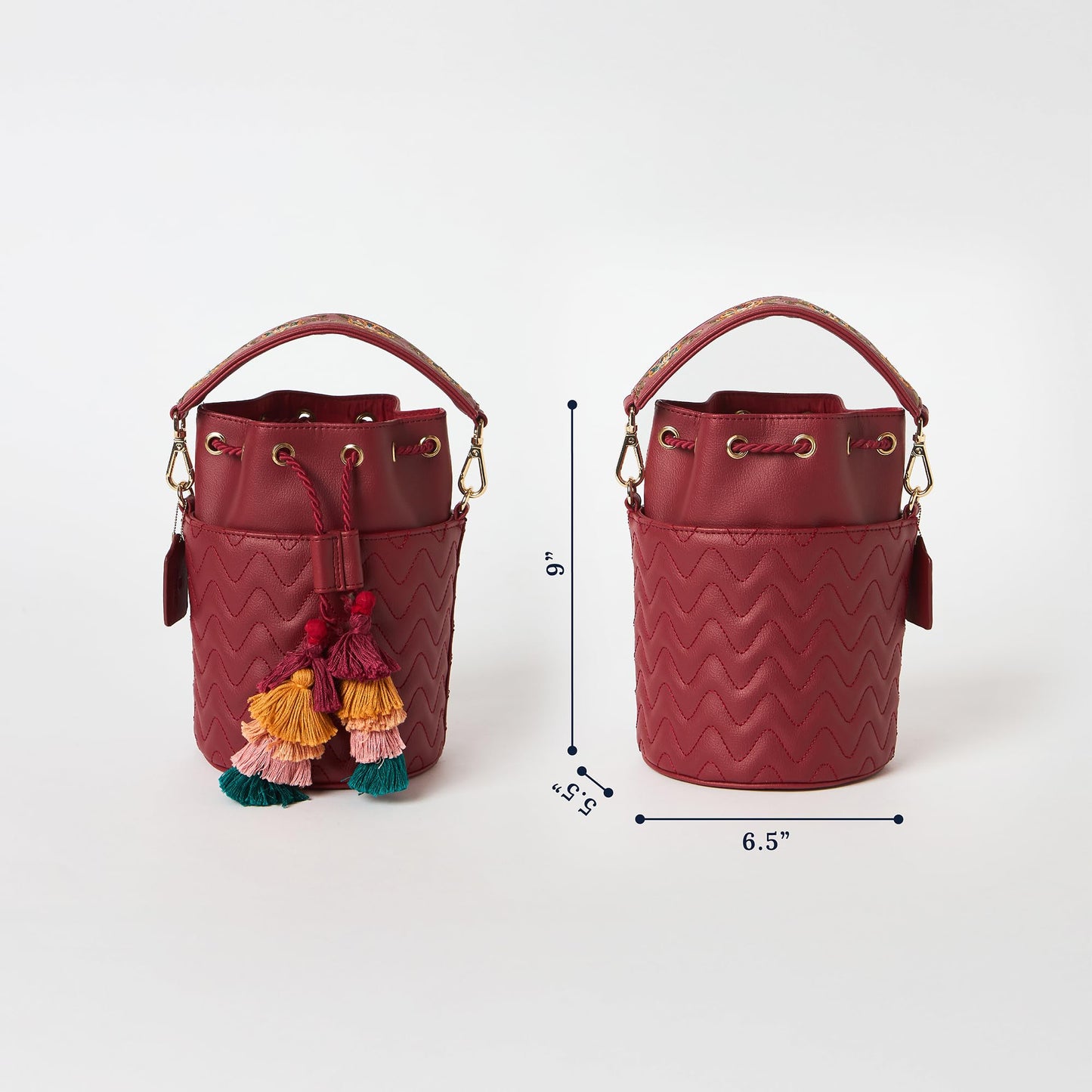 Chumbak Maroon Crossbody Sling Bag for Women, Drawstring Closure, Palace Memoirs Collection, Stylish Designer Handbag Purse Wallet Sling Tote, Everyday Casual Ethnic Travel Office Use