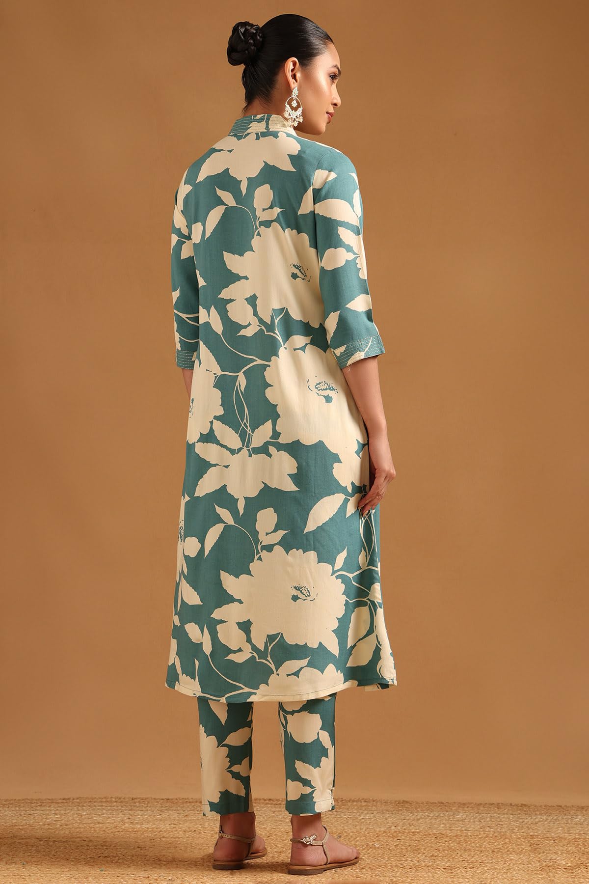 Soch Womens Blue Viscose Botanical Co-Ords Set