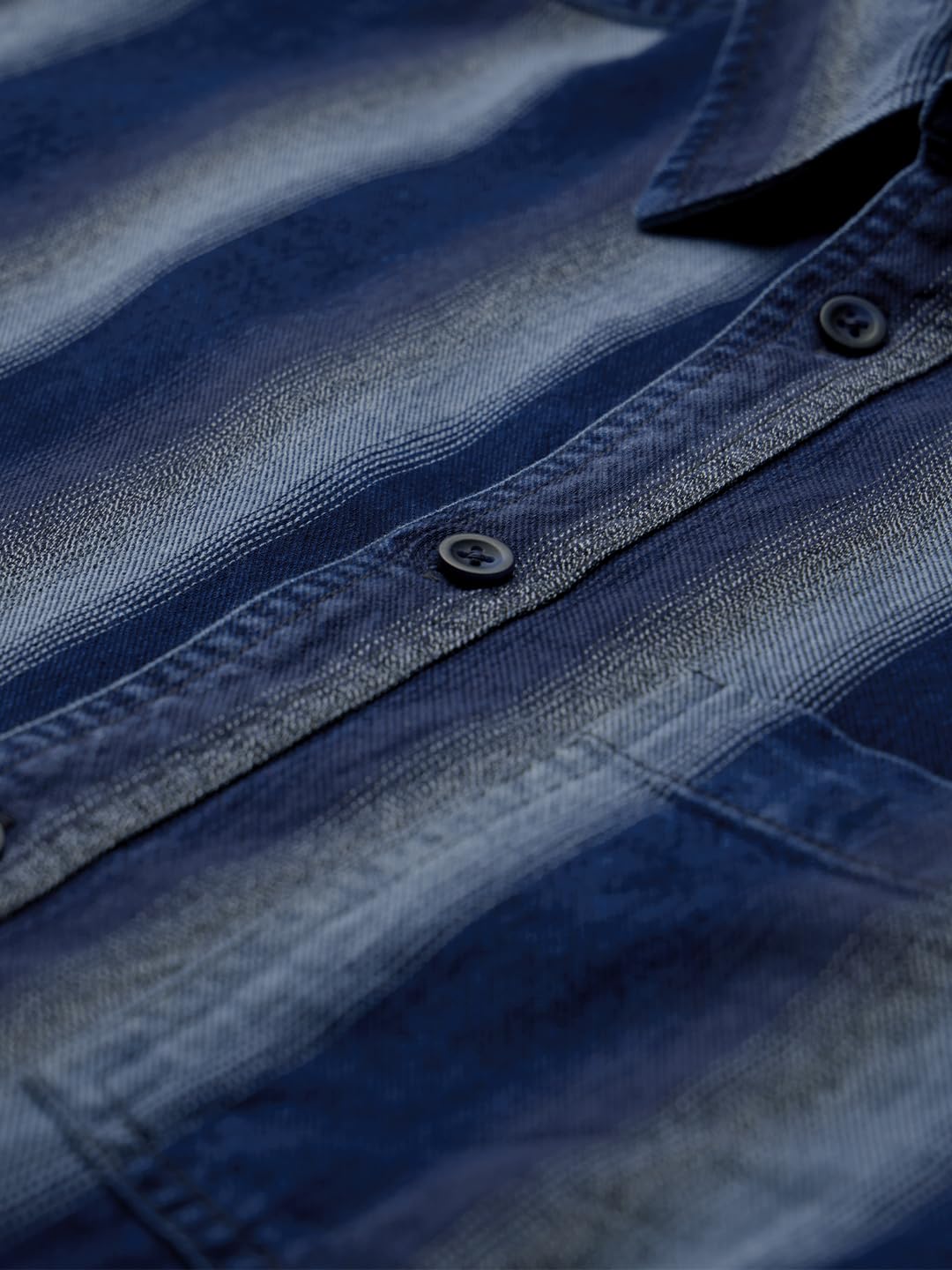 The Souled Store Stripes: Shades of Blue Men and Boys Long Sleeve Collared Neck Button Front Cotton Relaxed Fit Shirts