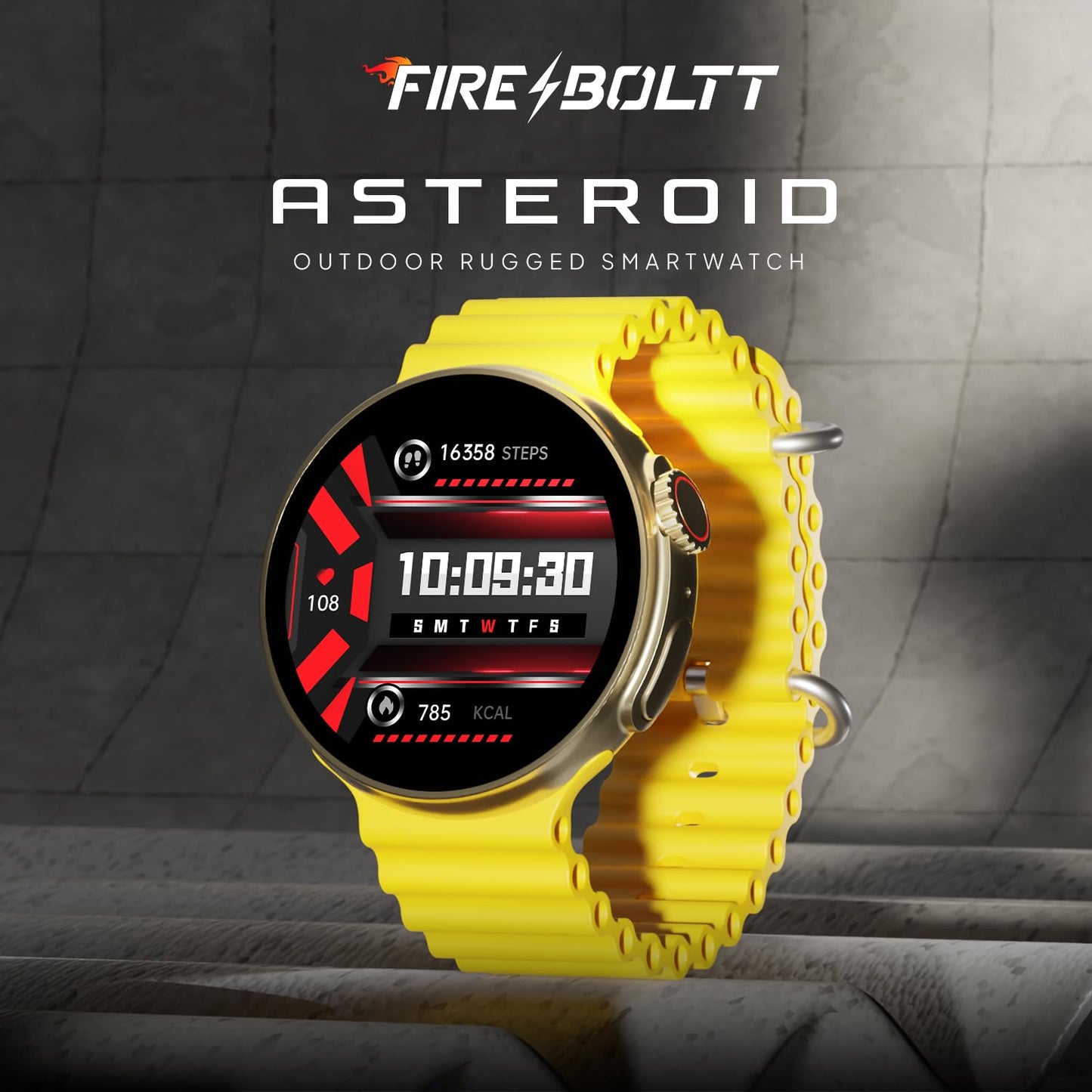 Fire-Boltt Asteroid 1.43” Super AMOLED Display Smart Watch, One Tap Bluetooth Calling, 466 * 466 px Resolution, 123 Sports Modes, in-Built Voice Assistance, 350mAh Large Battery (Yellow)