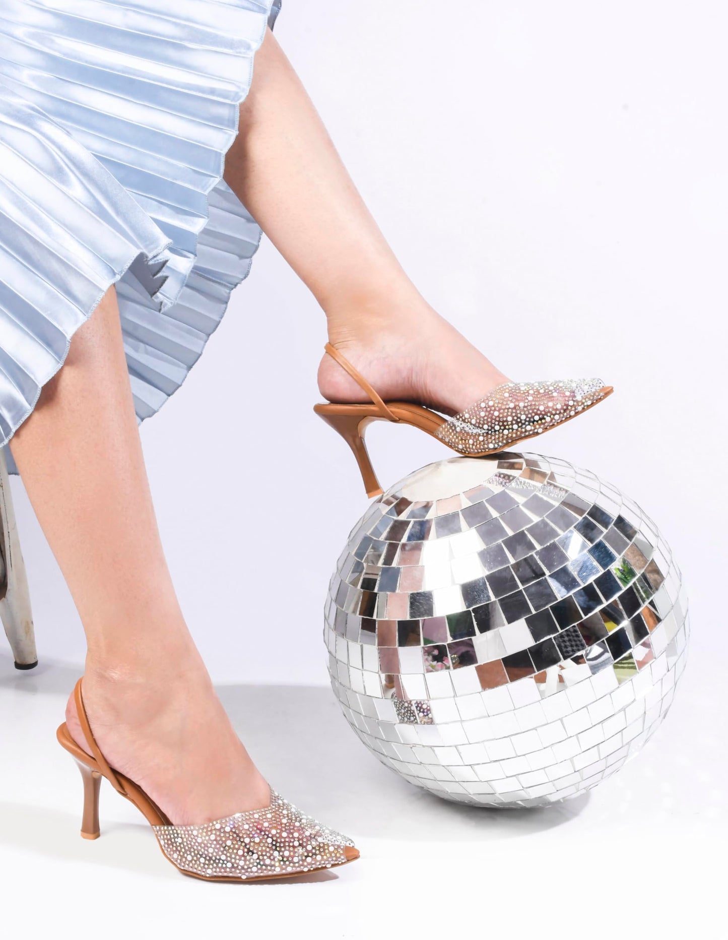 JM LOOKS Embellished & Sylish Kitten Heeled Sandal For Women & Girls | Women Fashion Sandals | (Tan, 38)