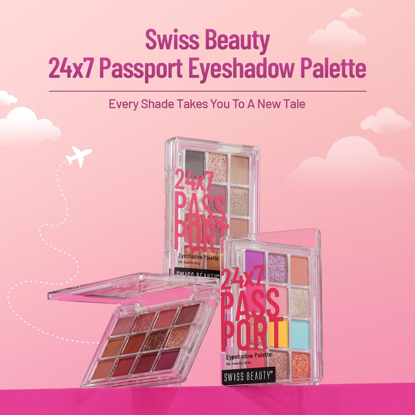 Swiss Beauty 24/7 Passport Eyeshadow Palette with 12 matte, glittery and shimmery shades | With easy to blend in and highly pigmented shades Eye makeup Palette | Shade- Late Nights - Night, 10.5g