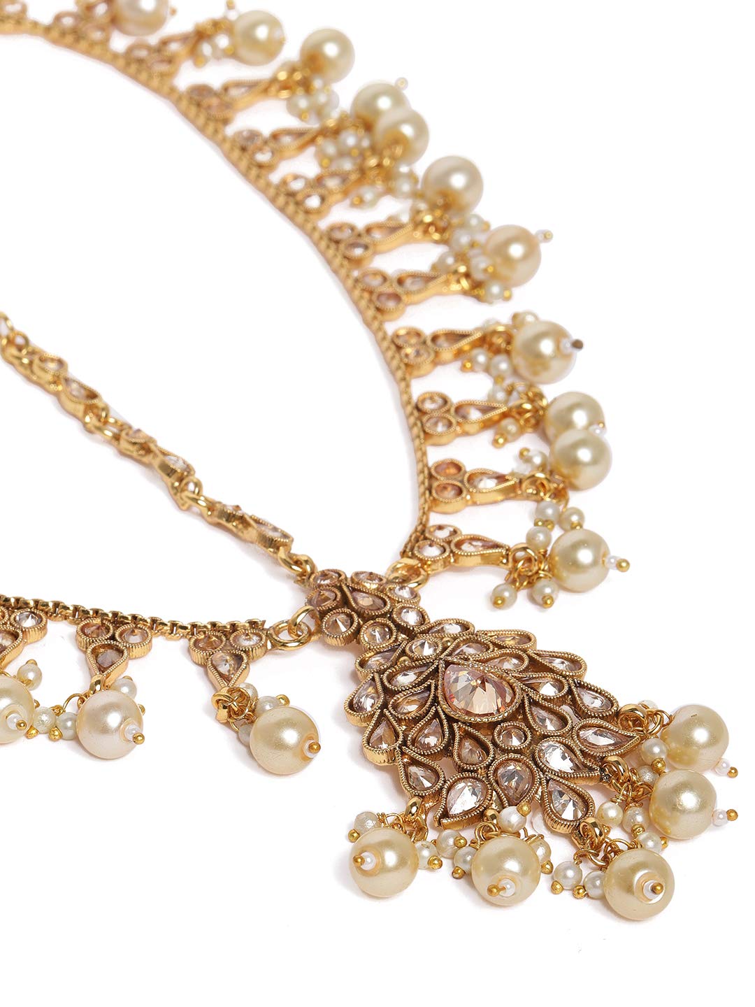 AccessHer Gold-Plated Antique Embellished with pearls Maatha Patti for women and girls